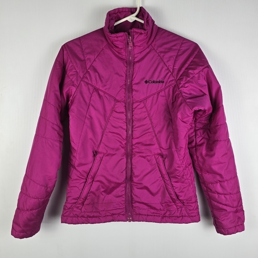Columbia Womens Hot Pink Lightweight Thin Puffer Jacket Size Small Zip UpPockets